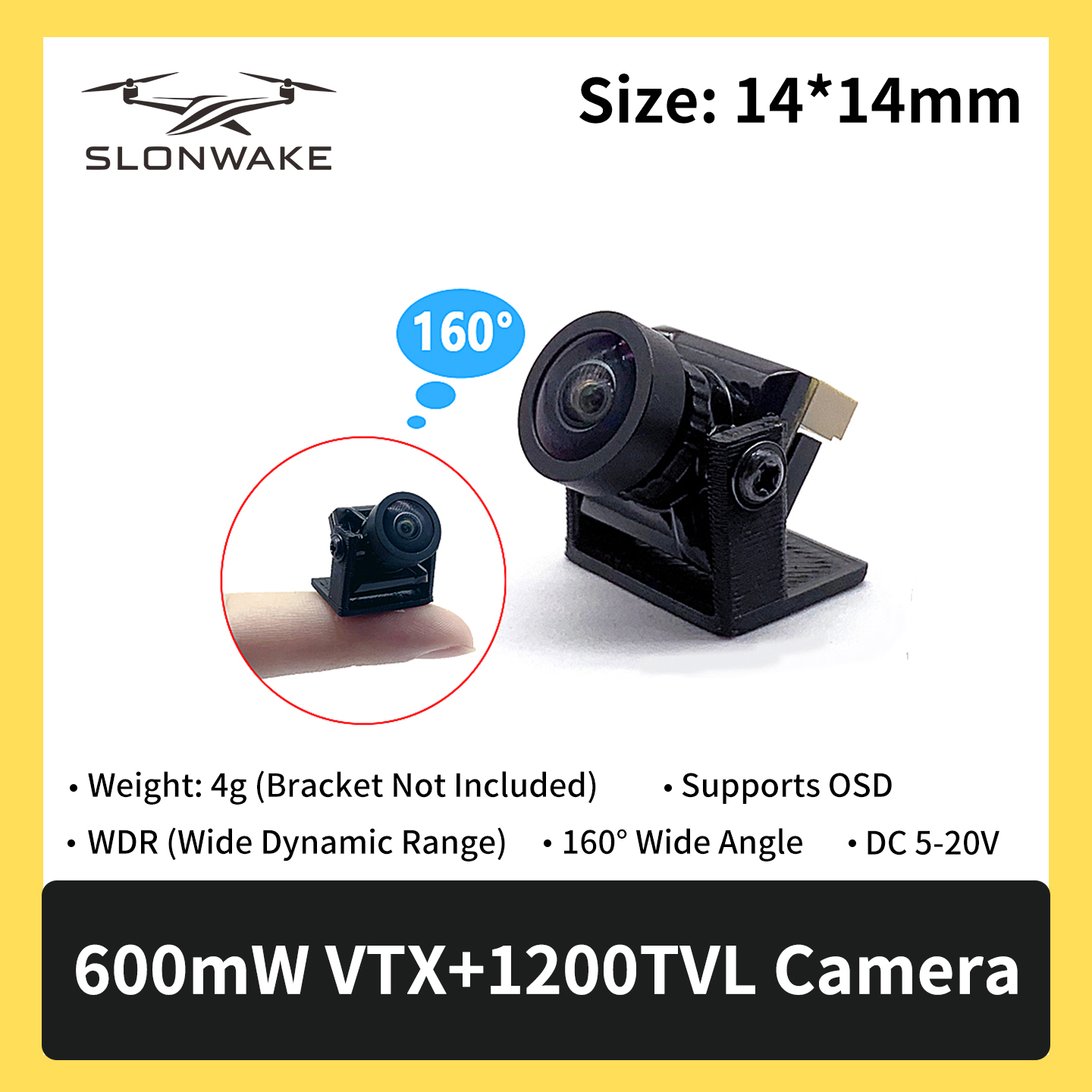 SLONWAKE 5.8G 600mW 7-24V FPV  - Drone Camera reseña y precio