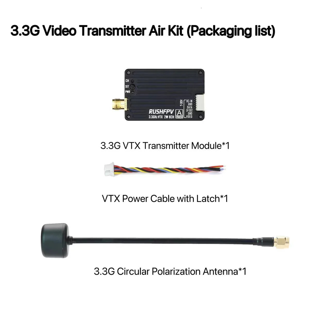 RUSHFPV 3.3G 2W VTX Transmitte - Drone Receiver reseña y precio