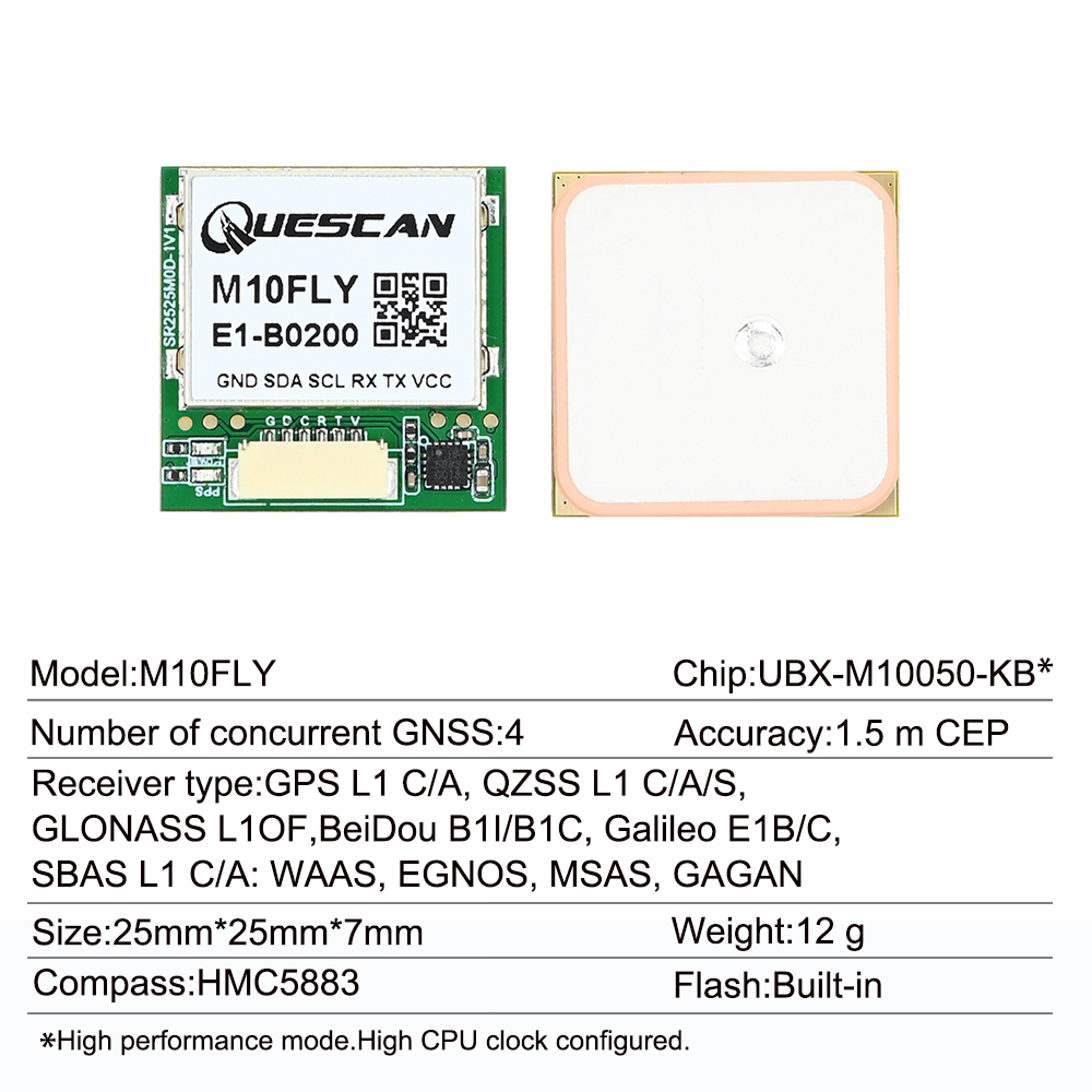Quescan 25mm*25mm M10FLY 10Hz  - Drone Gps Module reseña y precio