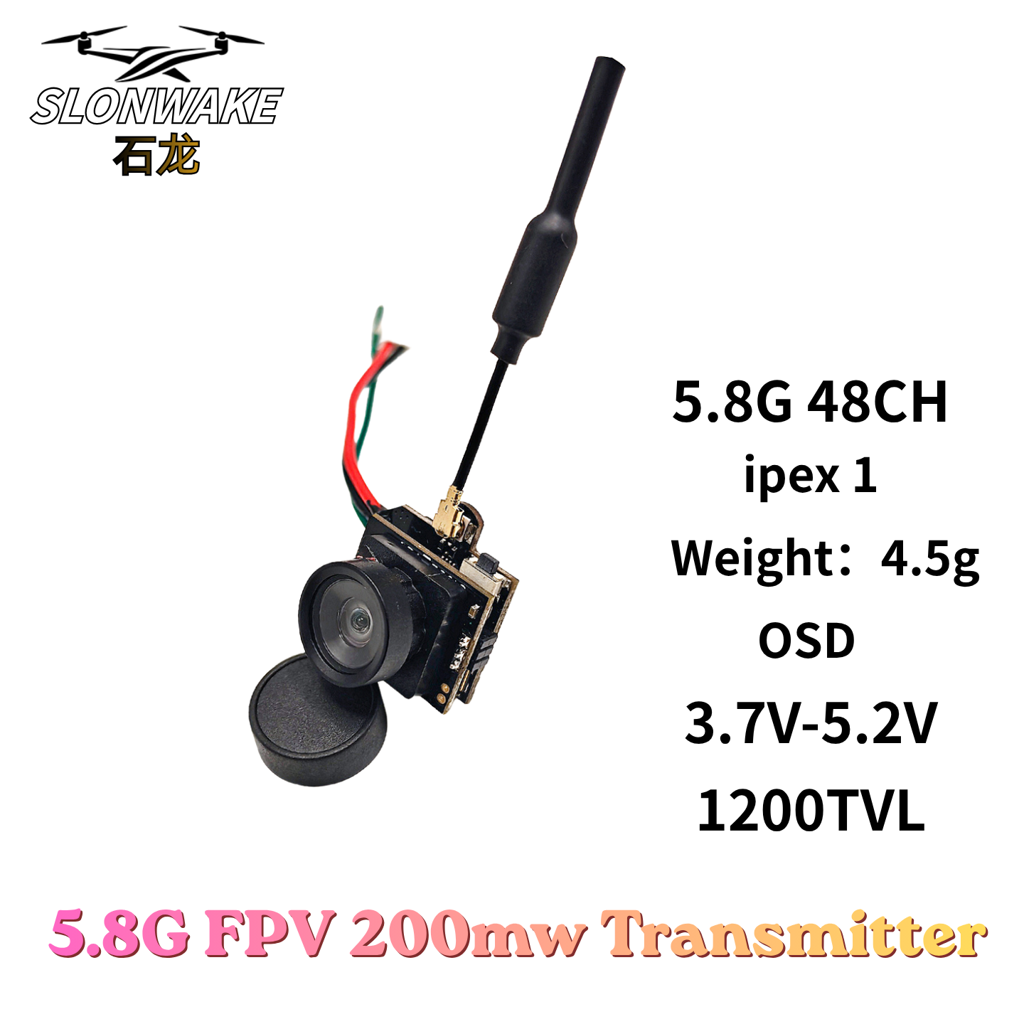 Slonwake 5.8G 48CH 200mW FPV D - Drone Camera reseña y precio