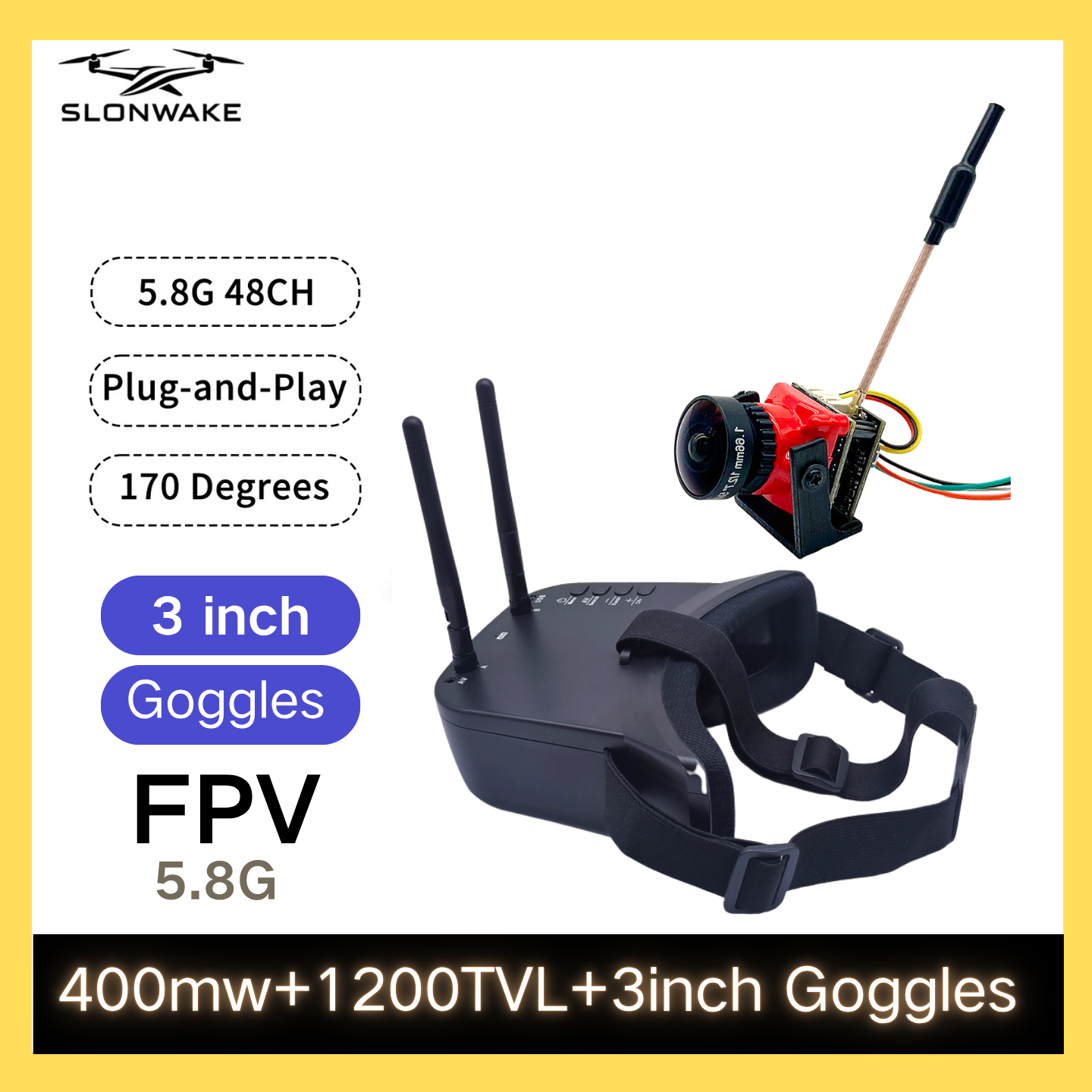 SLONWAKE 5.8G 48CH FPV 400mw V - Drone Frame reseña y precio