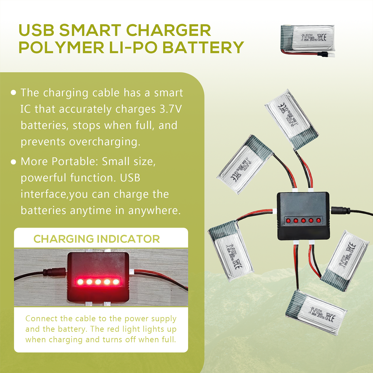 5Pcs 3.7V 500mAh LiPo Batterie - Drone Charger reseña y precio